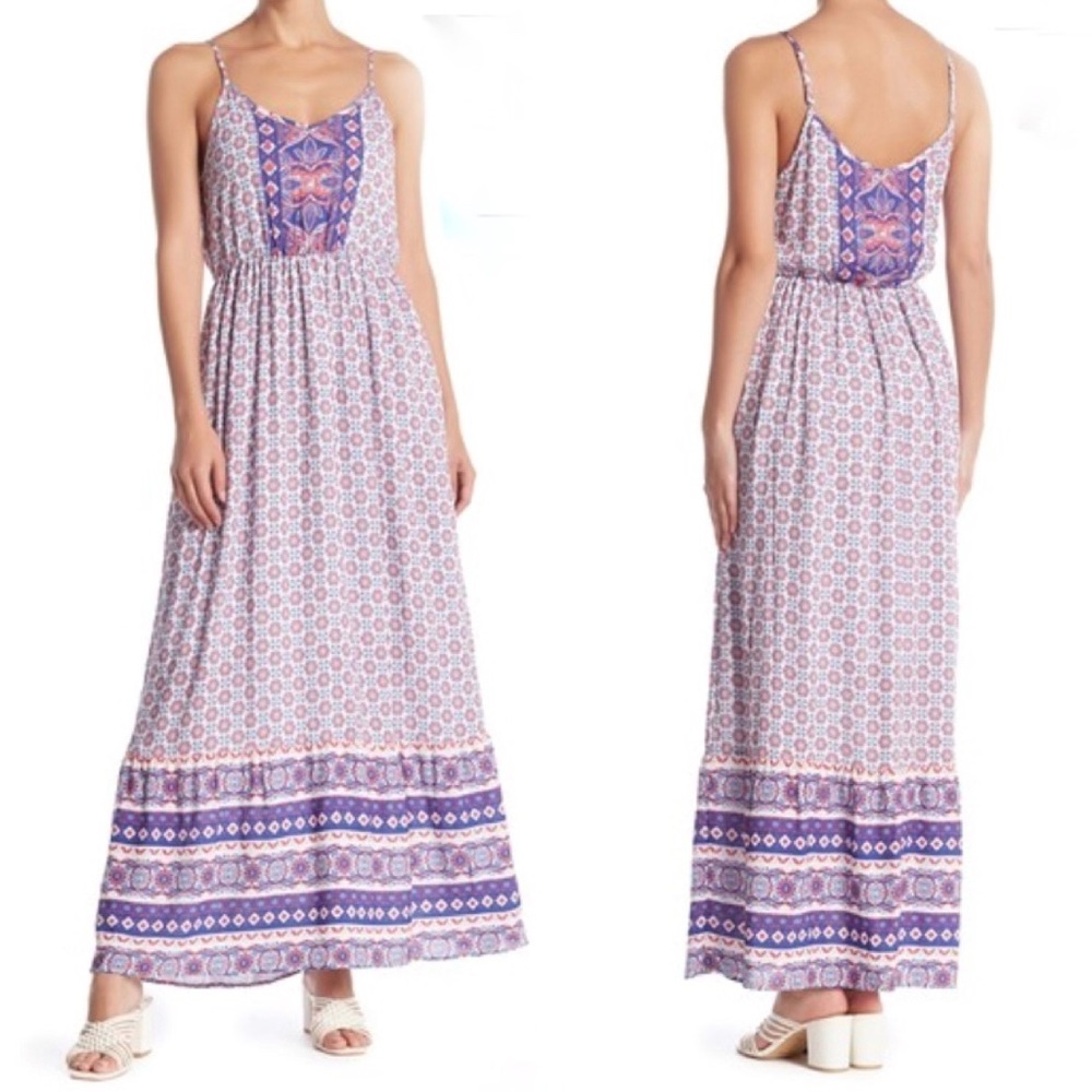 Crimson in Grace Patterned Sleeveless Maxi Dress L